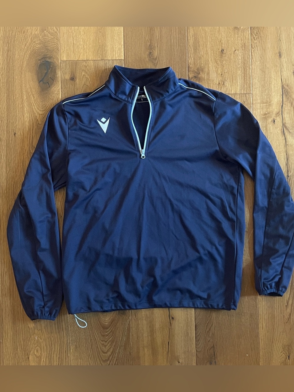 MACARON Navy Pullover with Light Blue Zipper Trim